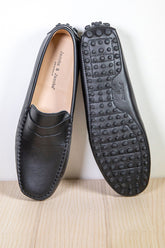 CALVI – Mocassins Bride Cuir – Homme – Noir